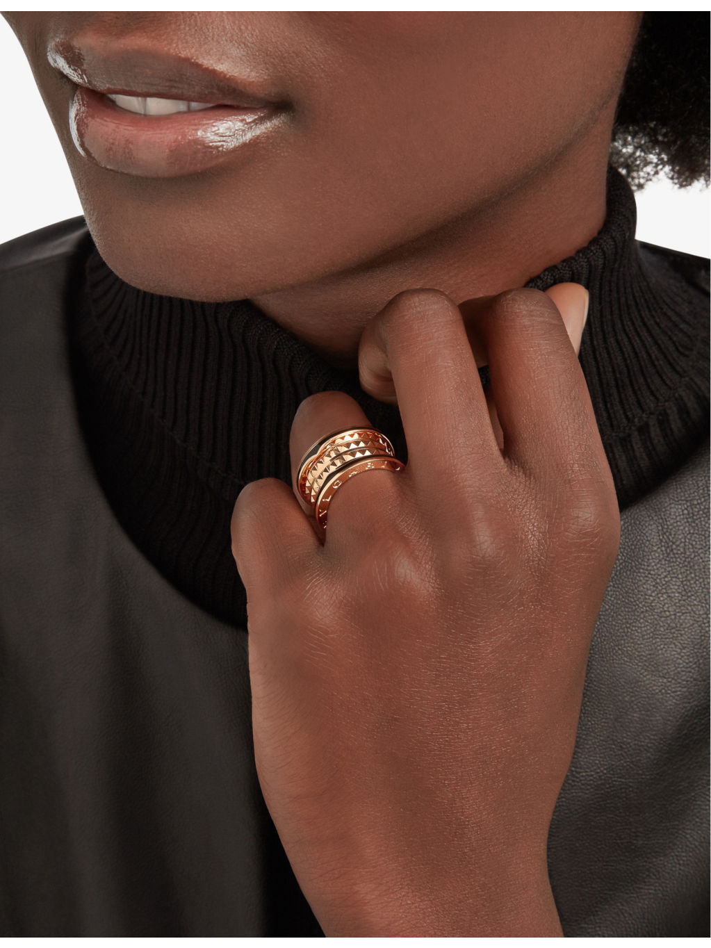 B.zero1 Rock 18ct rose-gold and ceramic ring - 5