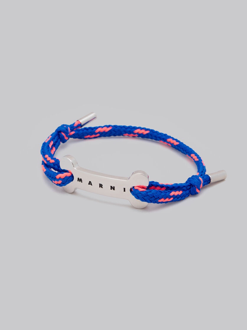 BLUE SHOELACE BRACELET WITH BONE PLAQUE - 4