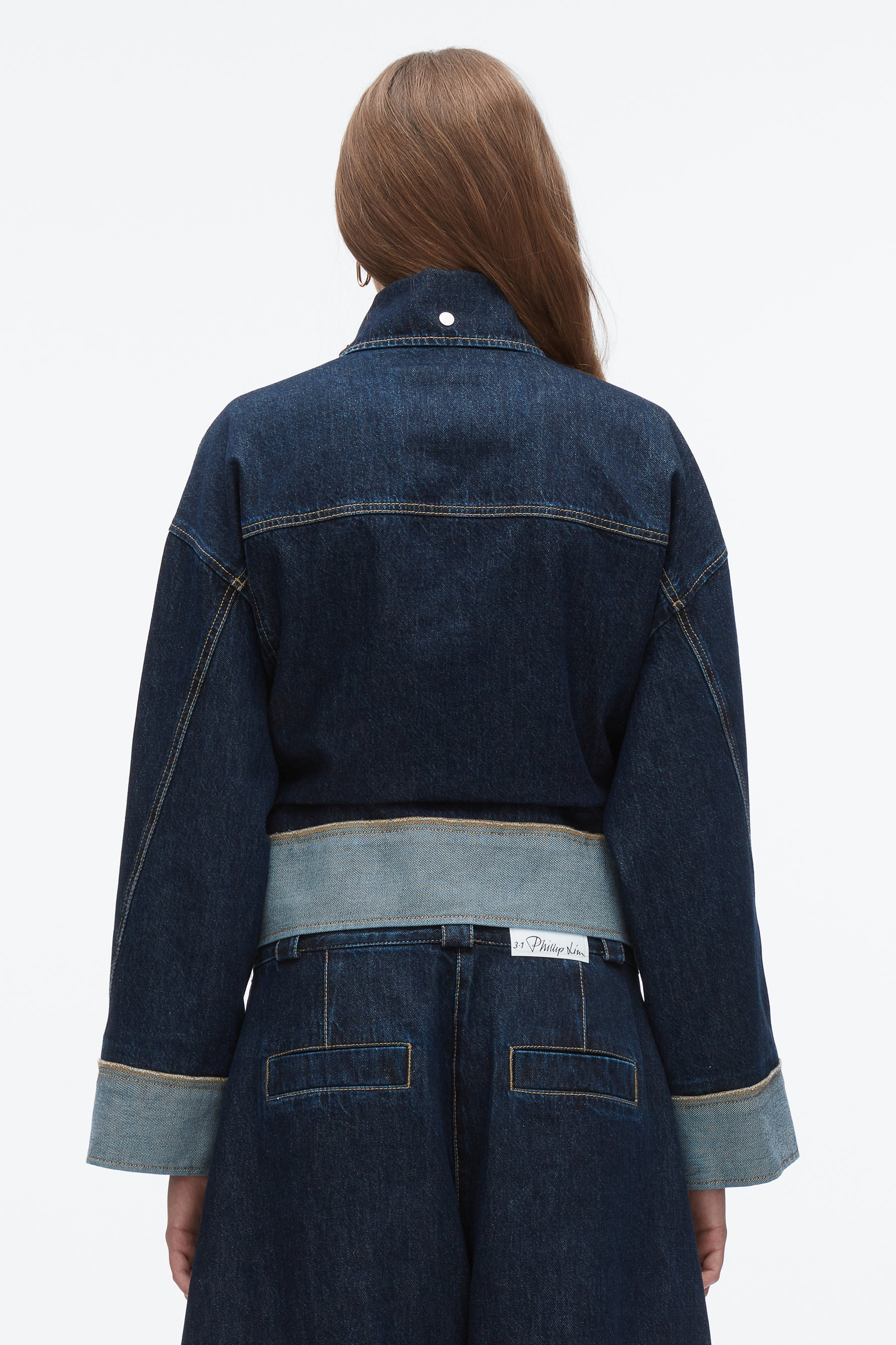 Boxy Denim Jacket with Ties - 5
