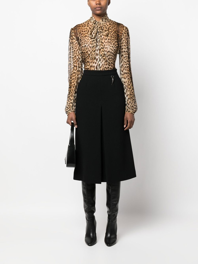 Roberto Cavalli leopard-print sheer pussybow blouse outlook