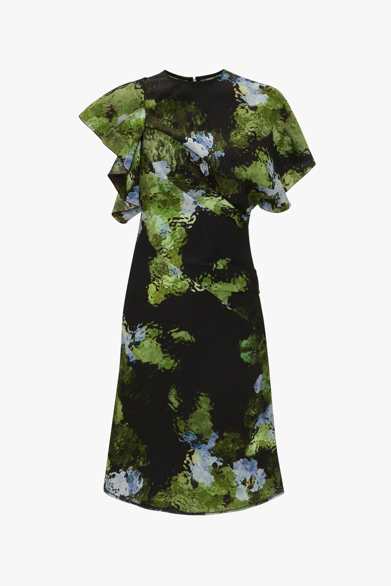 Twist Shoulder Dress In Black Frost - 1