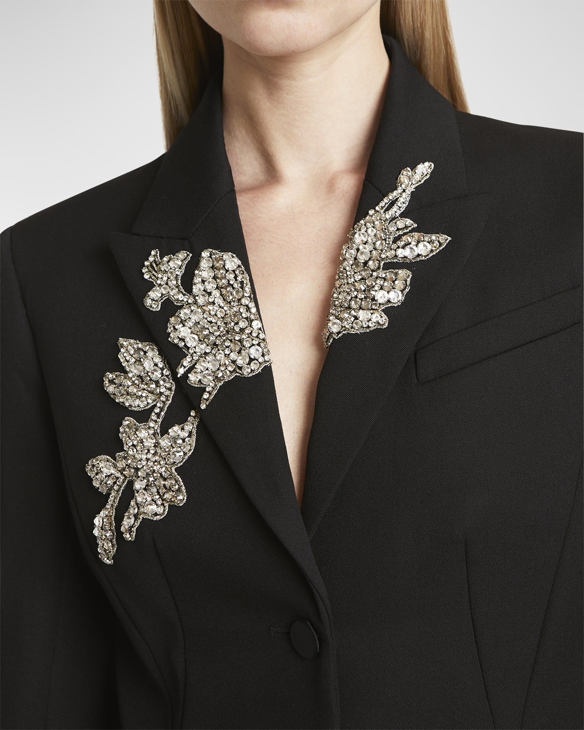 Crystal Single-Breasted Tailored Blazer Jacket - 5