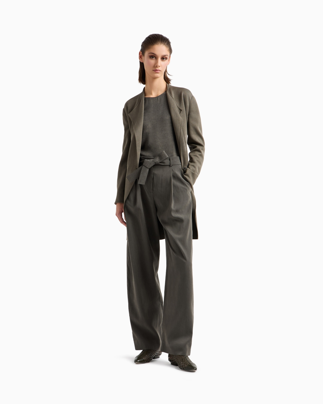 LONG DOUBLE-BREASTED VISCOSE AND LINEN JACKET - 2