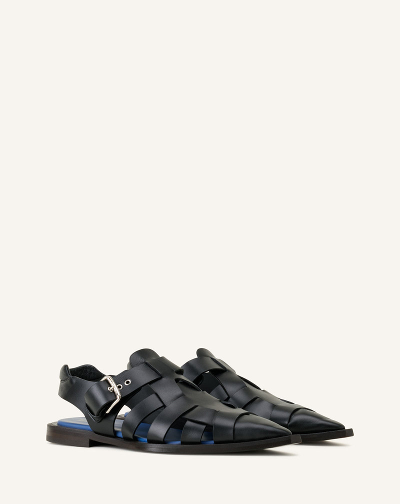 Lanvin BLACK POINTED-TOE LEATHER SANDALS outlook