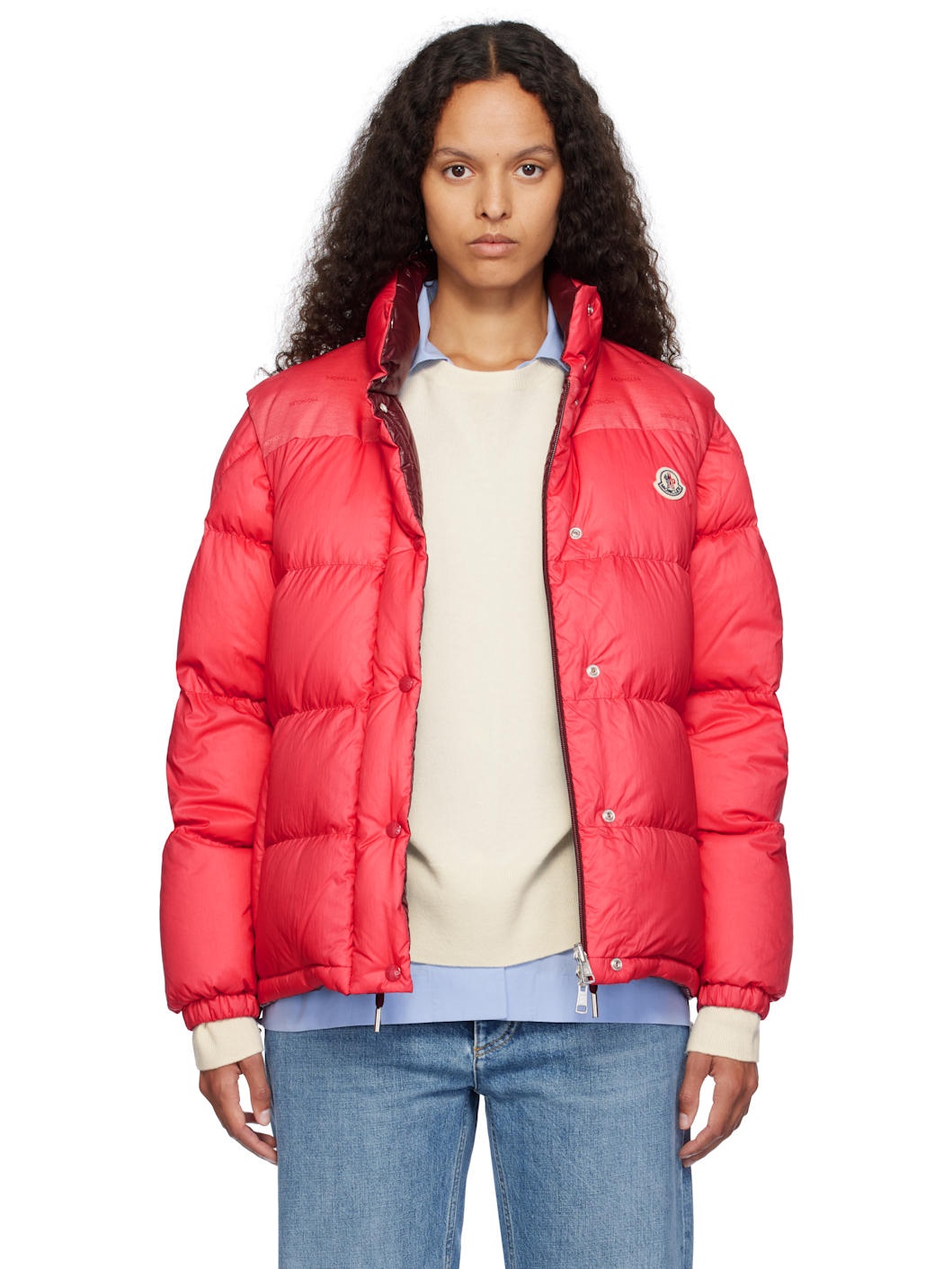 Pink & Burgundy Verone Short Reversible Down Jacket - 1
