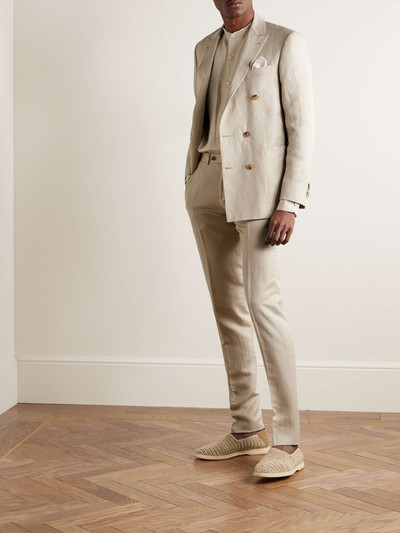 Canali Kei Slim-Fit Double-Breasted Linen and Silk-Blend Suit Jacket outlook