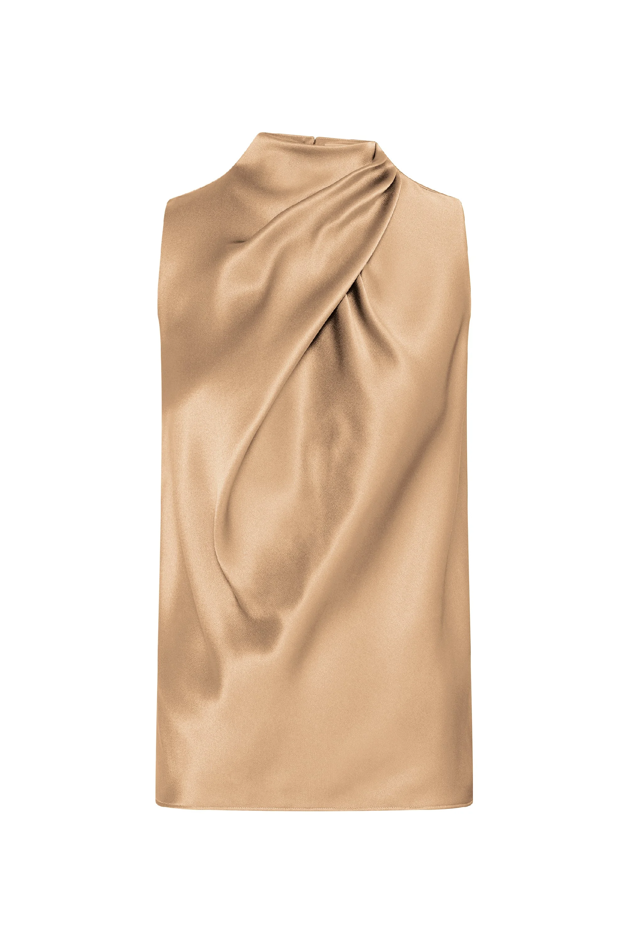 Melina Top in Camel Silk Satin - 1