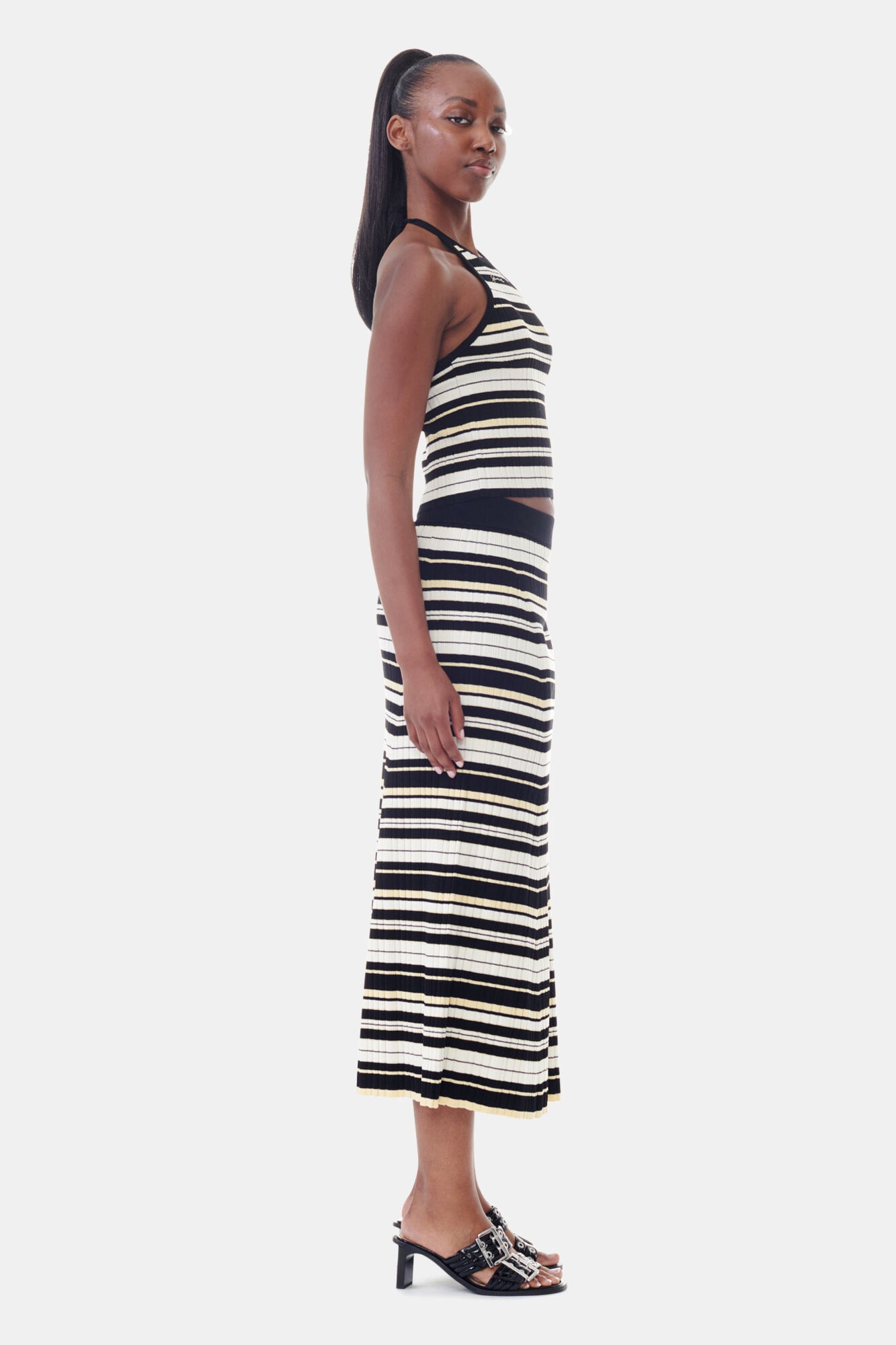 FUTURE STRIPED RIB LONG SKIRT - 4