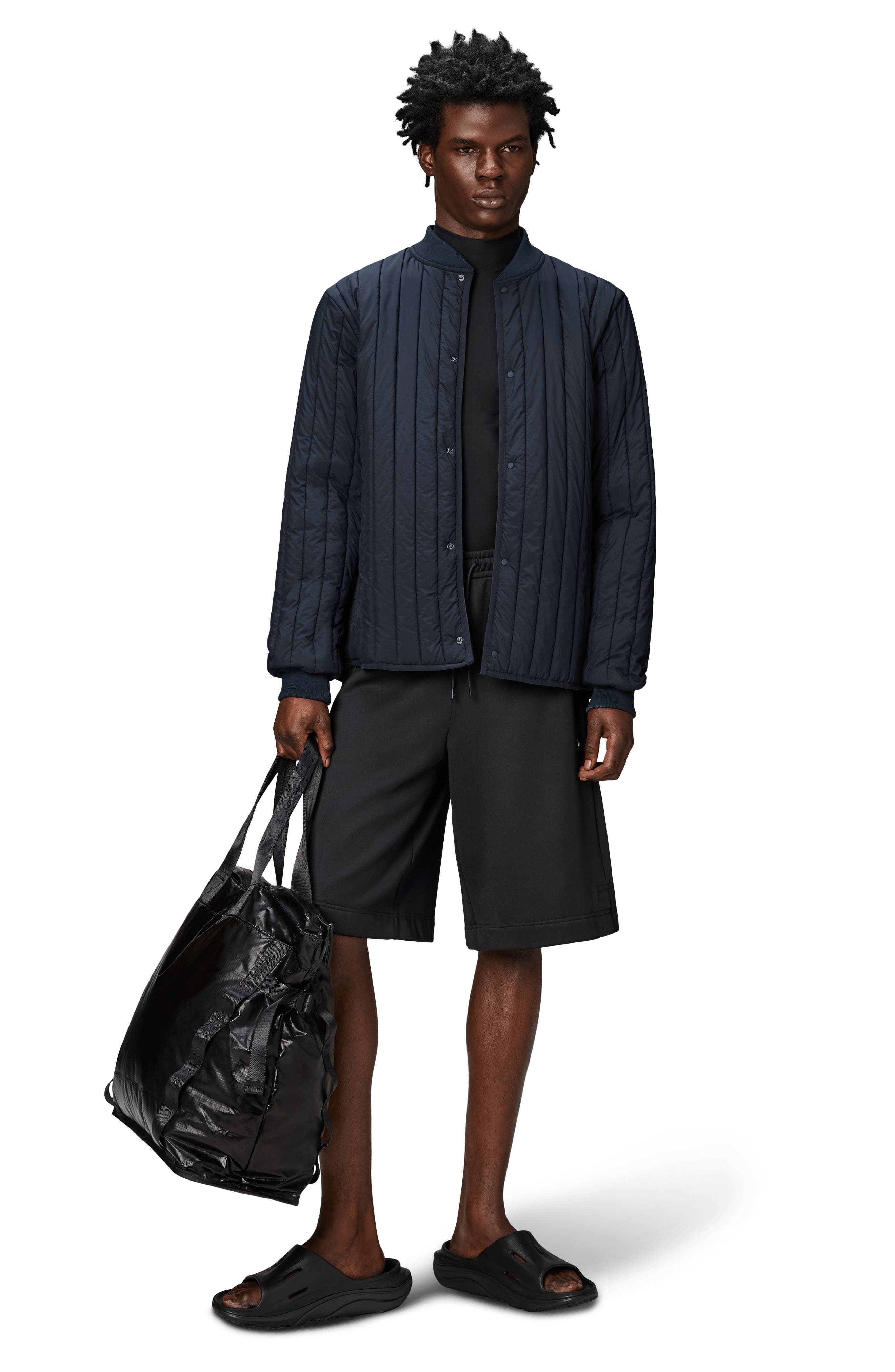 Rains Banja Water Repellent Bomber Liner Jacket in Navy at Nordstrom - 4