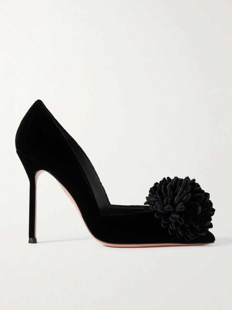 Couturier appliquéd velvet pumps 1