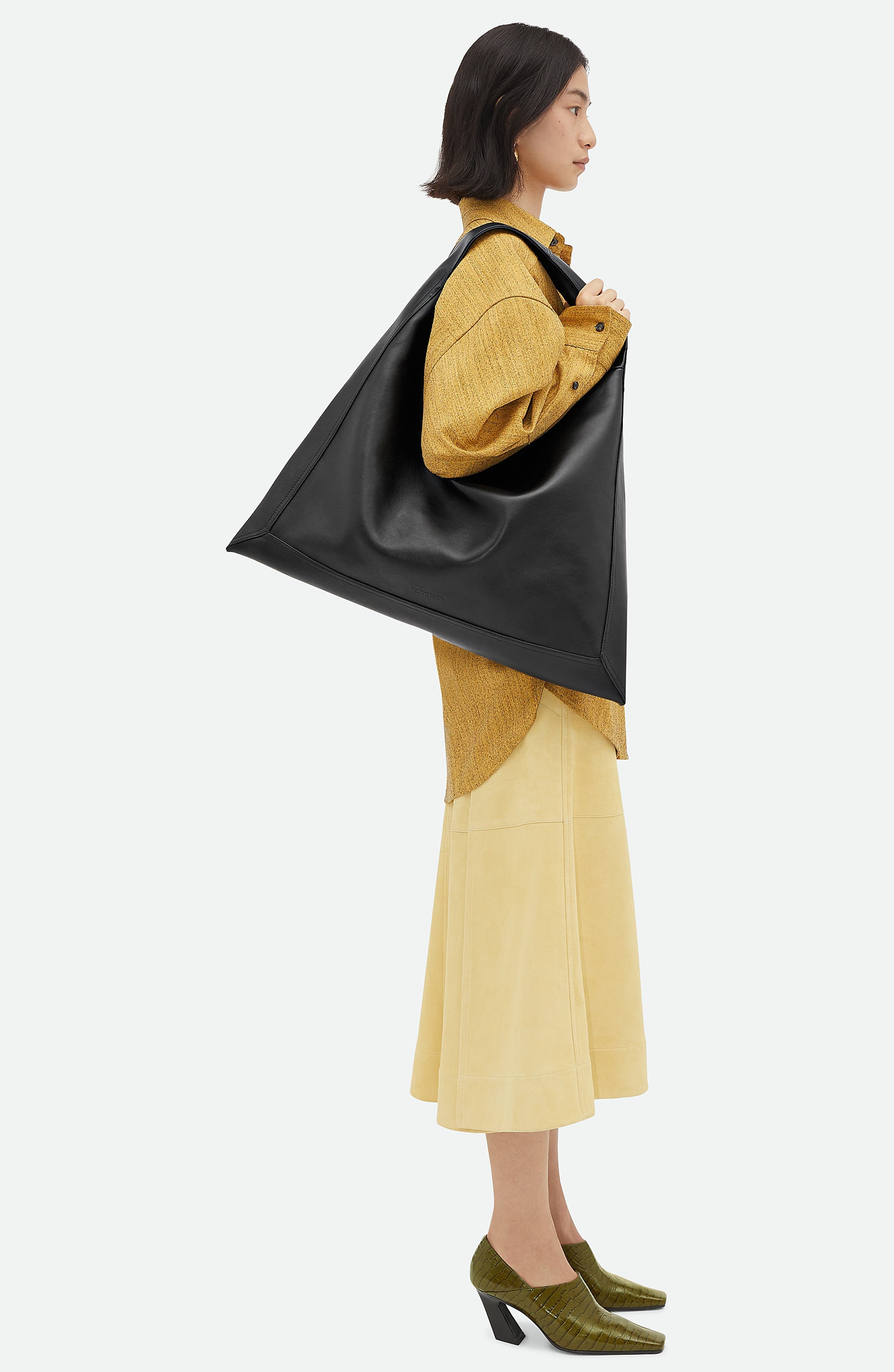Bottega Veneta Large Hop Leather Hobo Bag in 1019 Black-M Brass at Nordstrom - 2