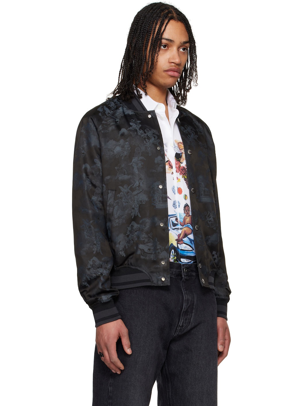 Black Fresco Souvenir Varsity Bomber Jacket - 2
