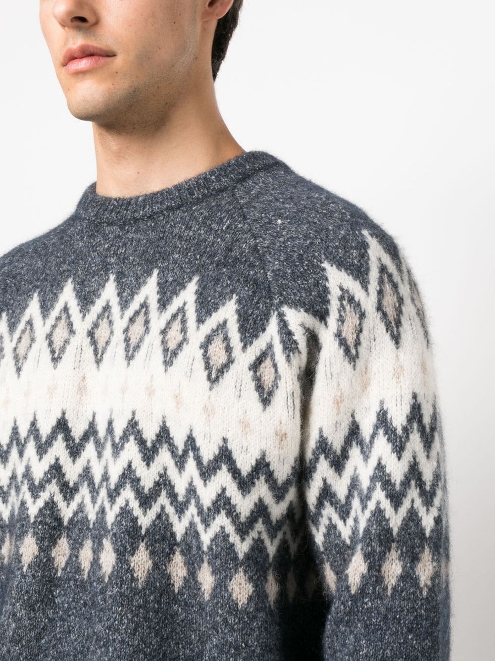 argyle check crew neck jumper - 5