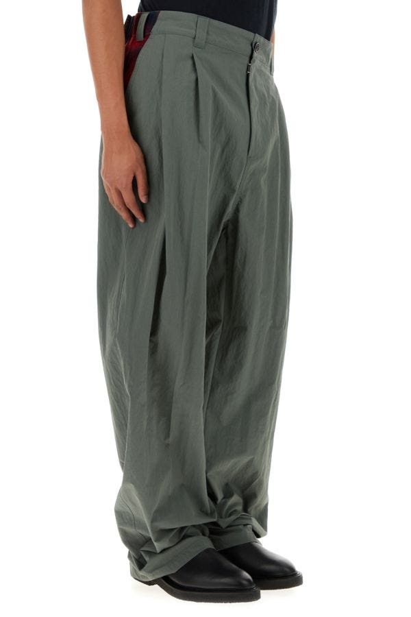 Maison Margiela Man Sage Green Cotton Blend Wide-Leg Pant - 3