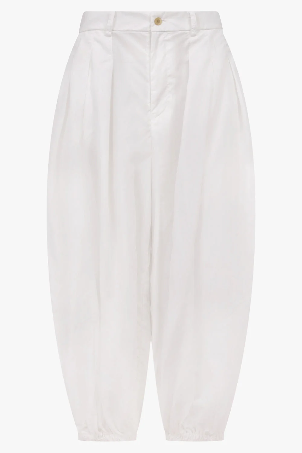 PLEAT FRONT BALLOON PANT WITH ELASTIC CUFF | WHITE - 1