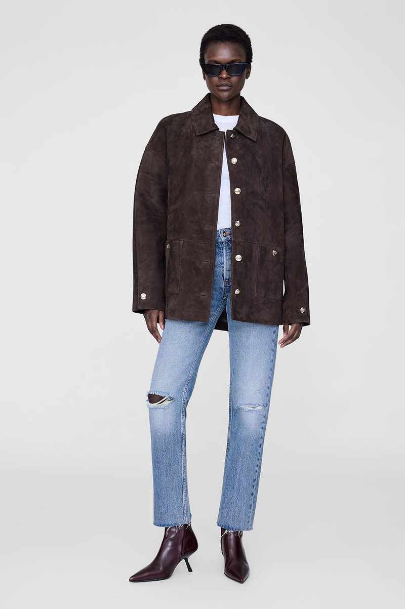 ANINE BING Luca Suede Jacket - Deep Brown outlook