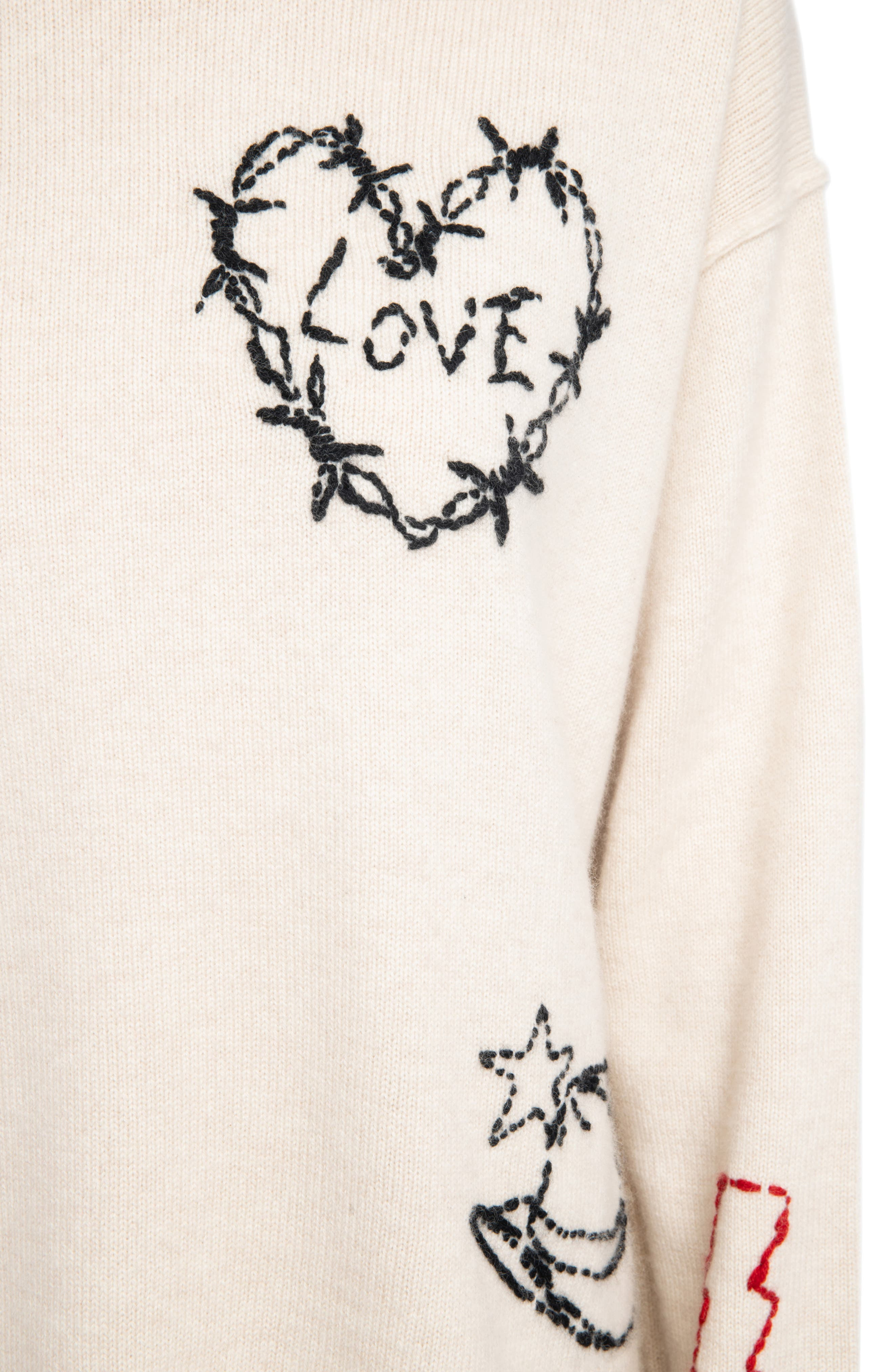Zadig & Voltaire Markus Heart Cashmere Sweater in Ecru at Nordstrom - 4