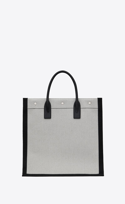 SAINT LAURENT rive gauche north/south tote bag in printed linen and leather outlook