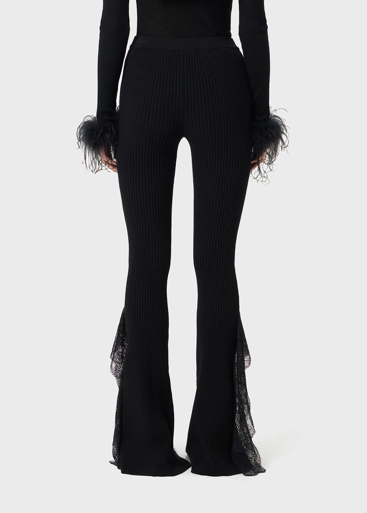 KNIT PANTS WITH LACE RUFFLES - 4