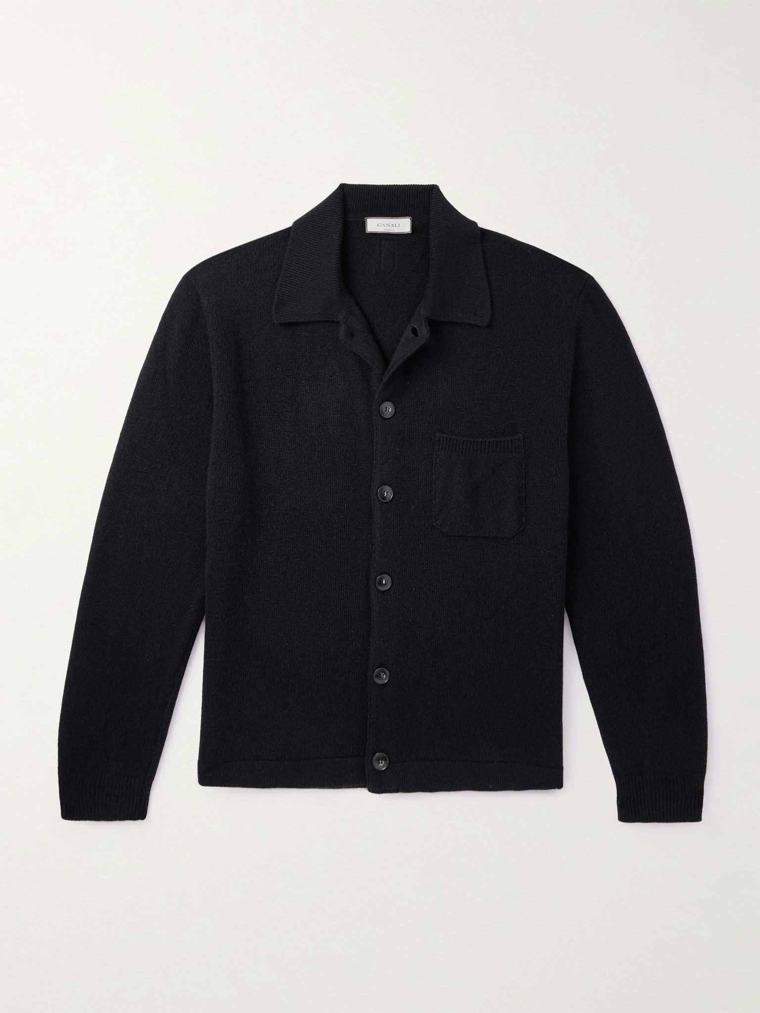 Wool and Cashmere-Blend Cardigan Black - 1