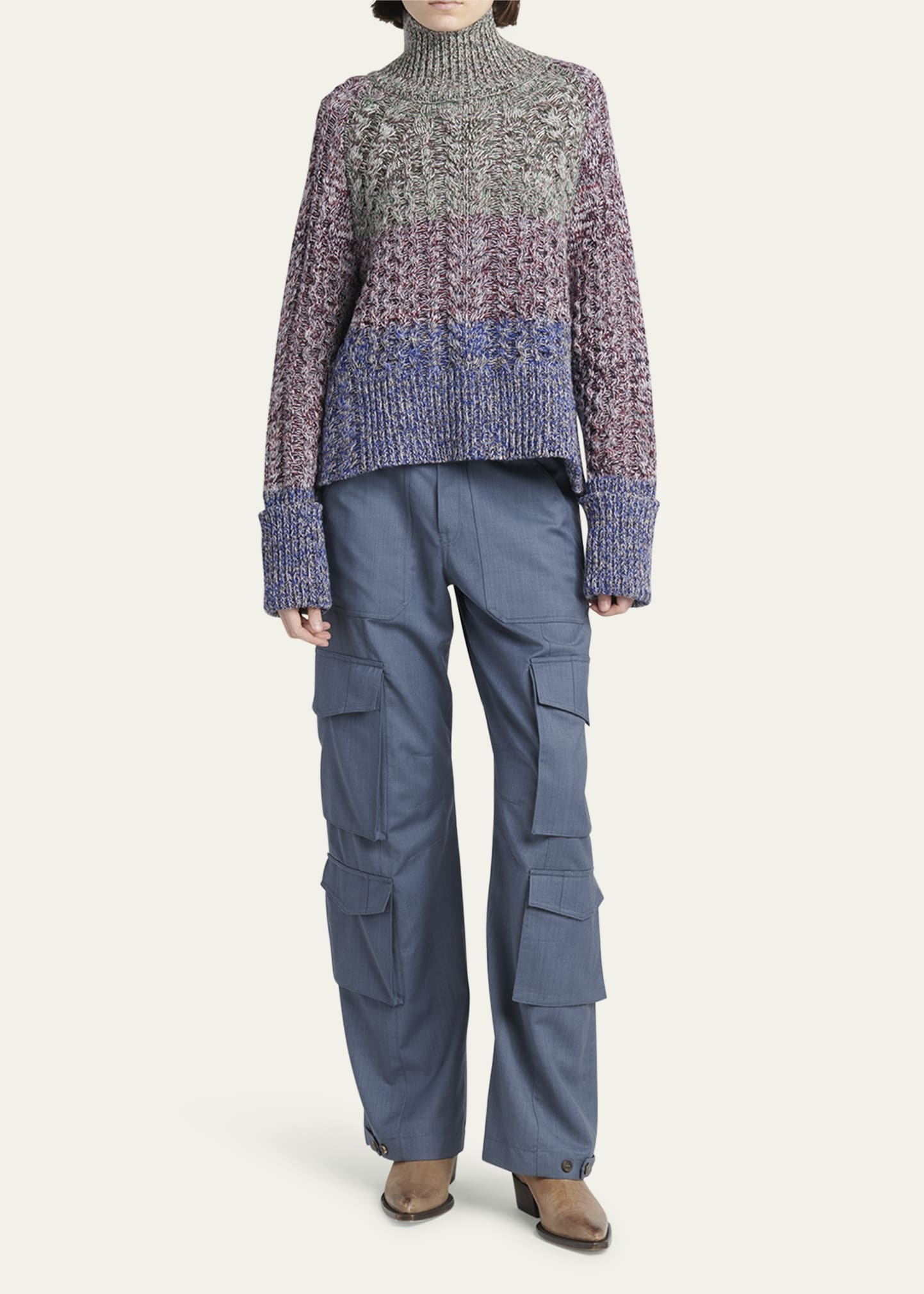 Journey Cable-Knit Turtleneck Sweater - 2
