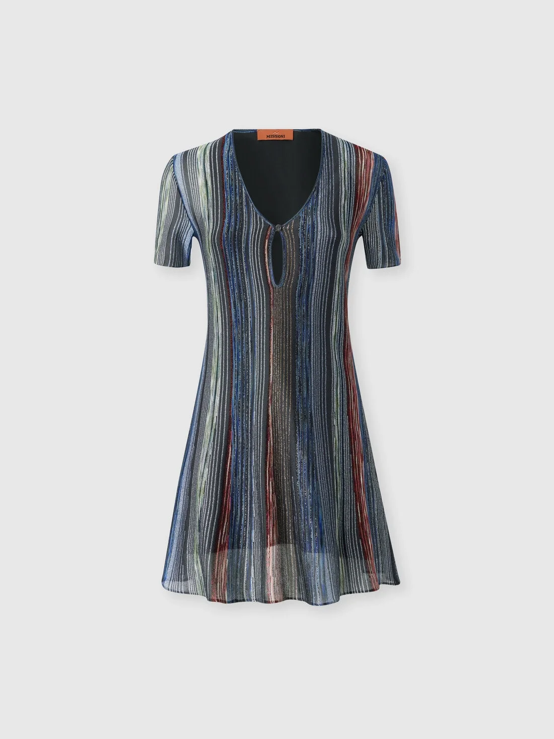 Short-sleeve striped mini dress - 1