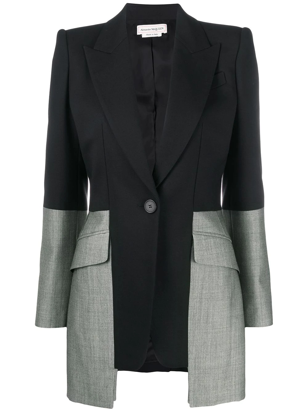 contrast-panel single-breasted blazer - 1