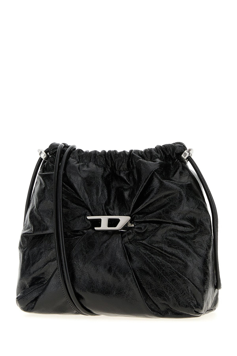 Diesel Black leather Scrunch-D bucket bag outlook