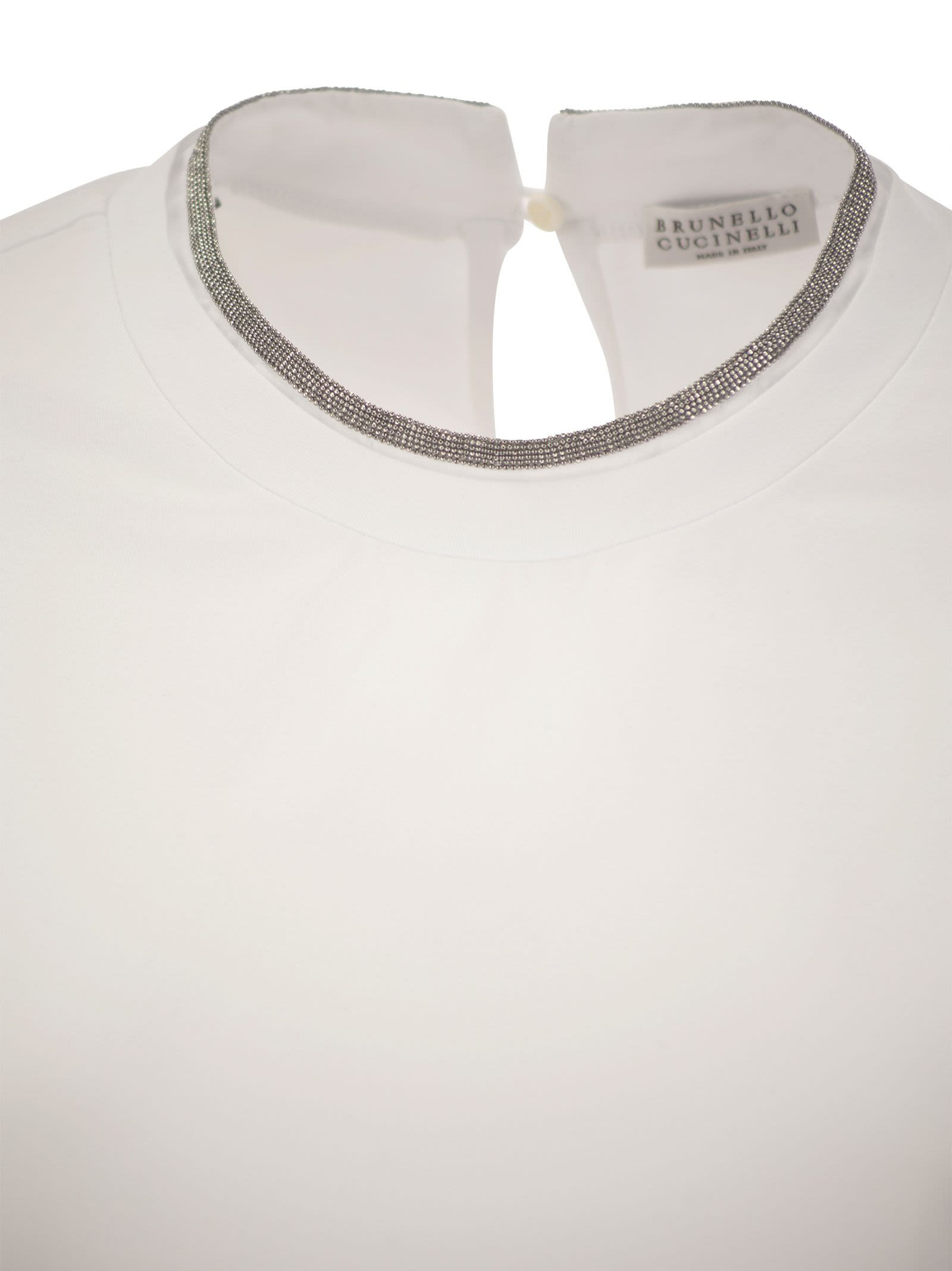 Brunello Cucinelli Women Stretch Cotton Jersey T-Shirt With Precious Faux-Layering - 4