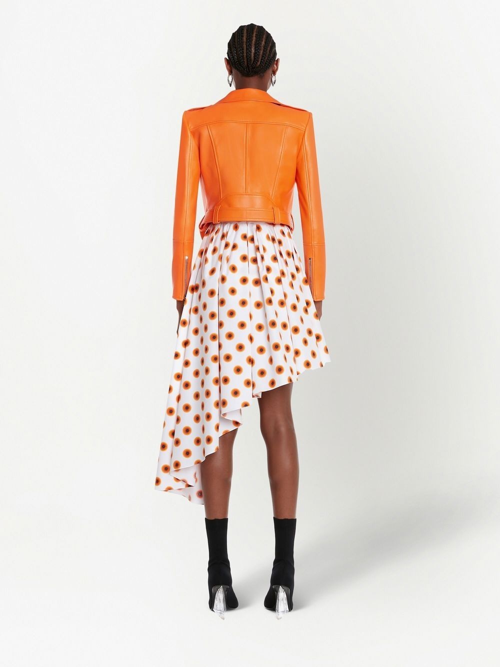 cropped leather biker jacket - 4