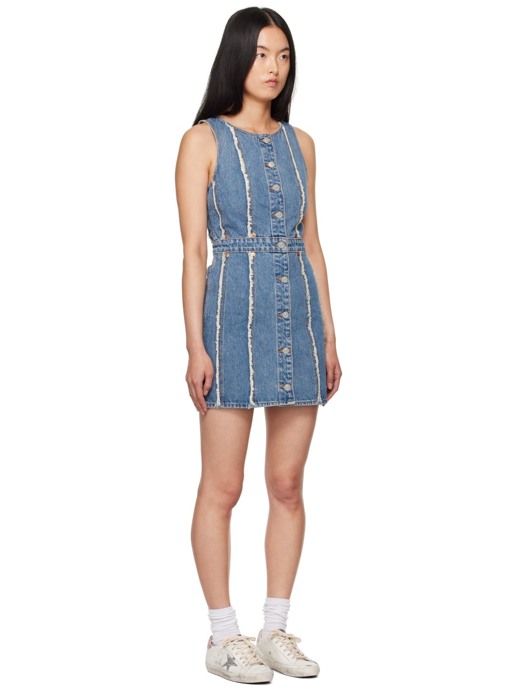 Blue Fray Denim Minidress - 2