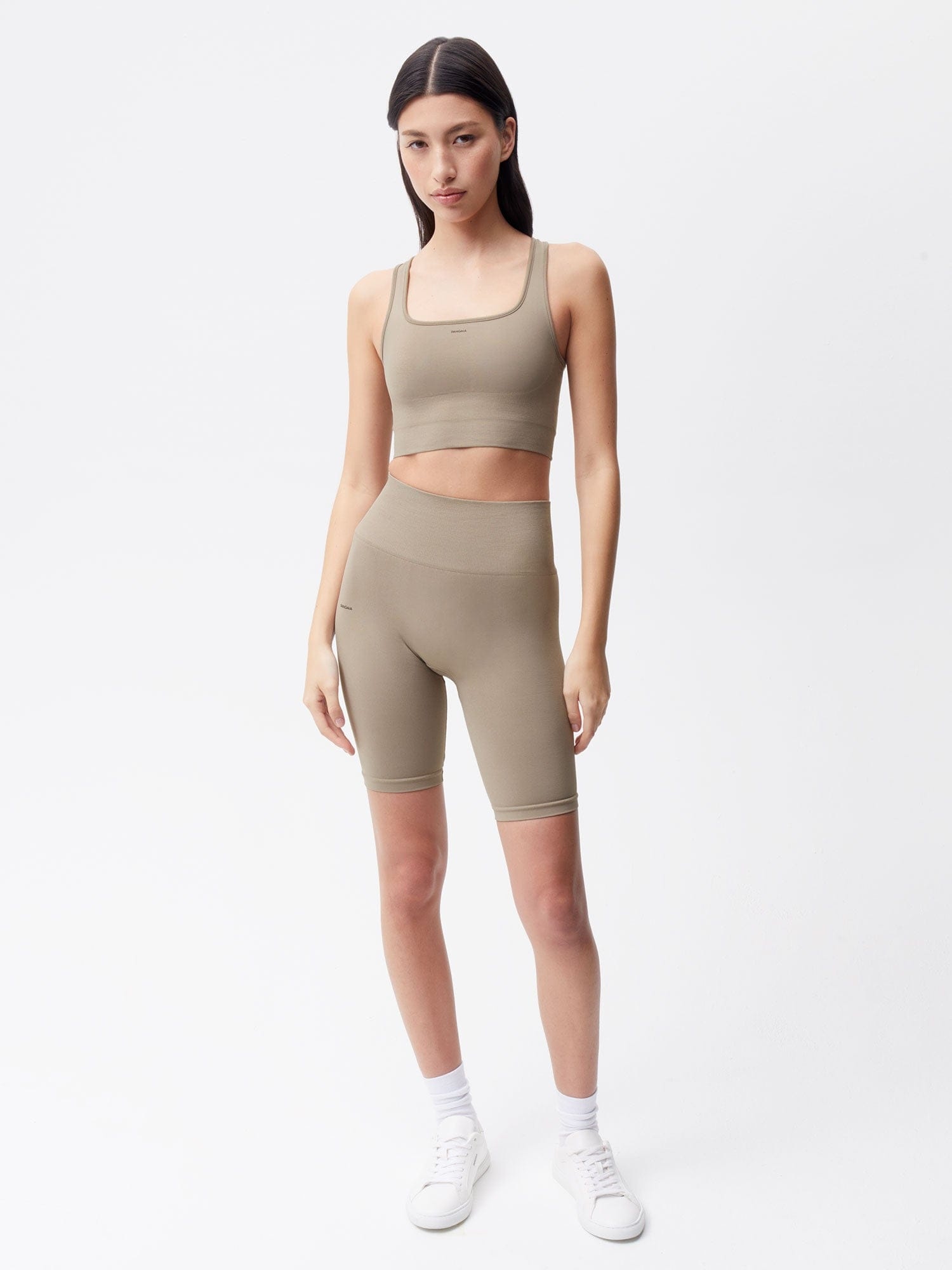Womens Plant-Stretch Compressive Sports Bra - Taupe - 5