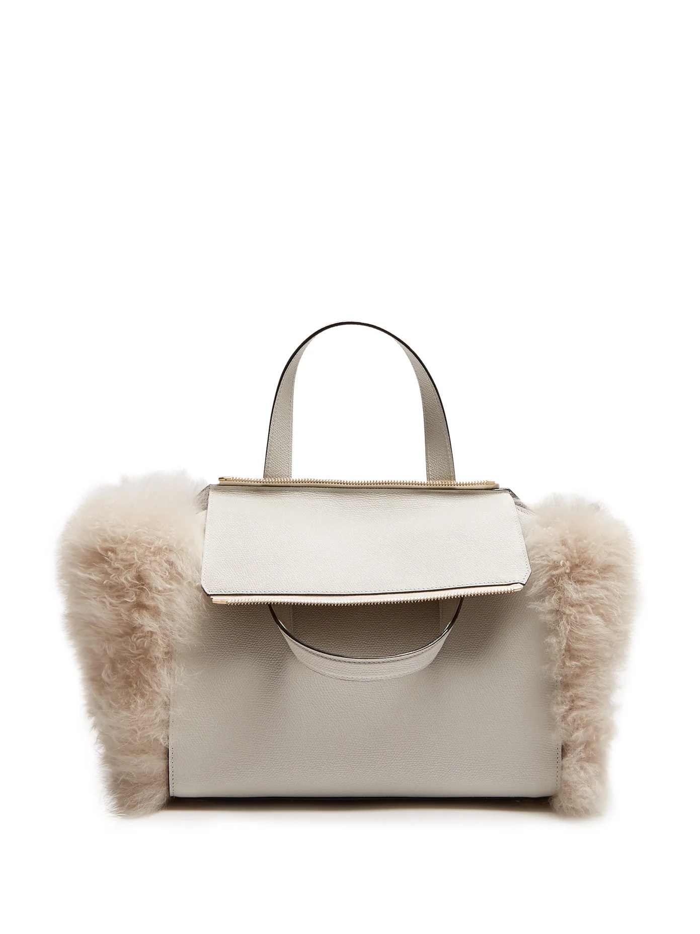 Passepartout medium shearling-trimmed leather bag - 1