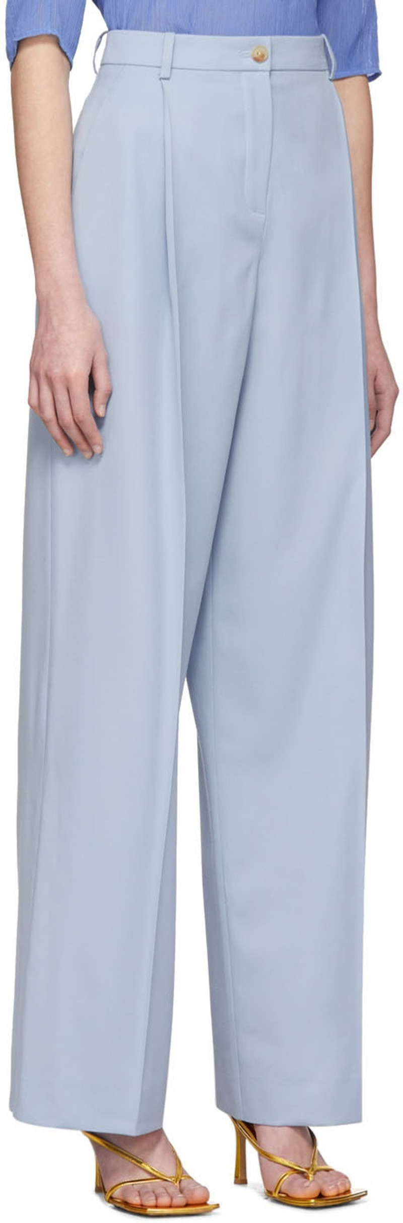 NINA RICCI Blue Long Trousers outlook