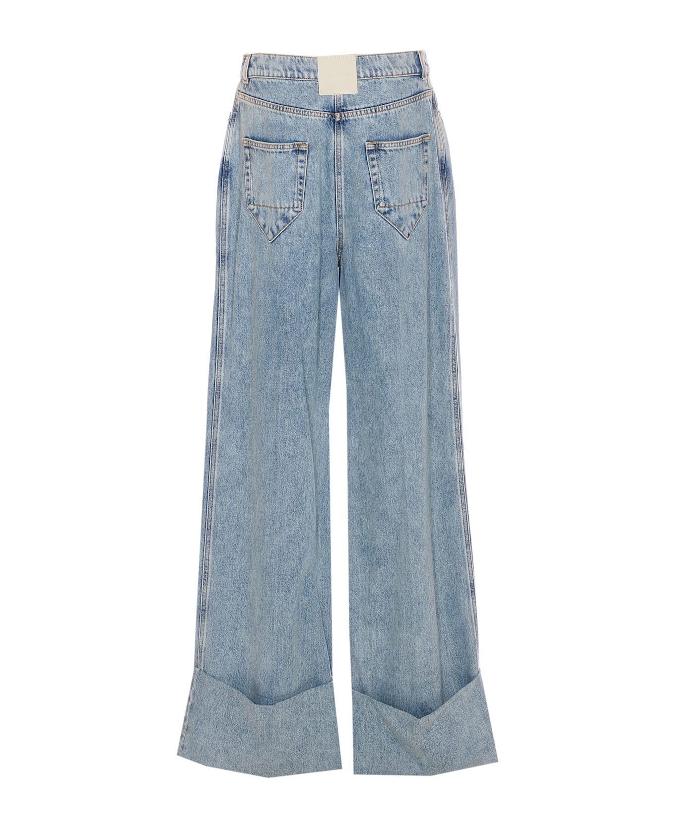 Wide Leg Denim Pants - 2
