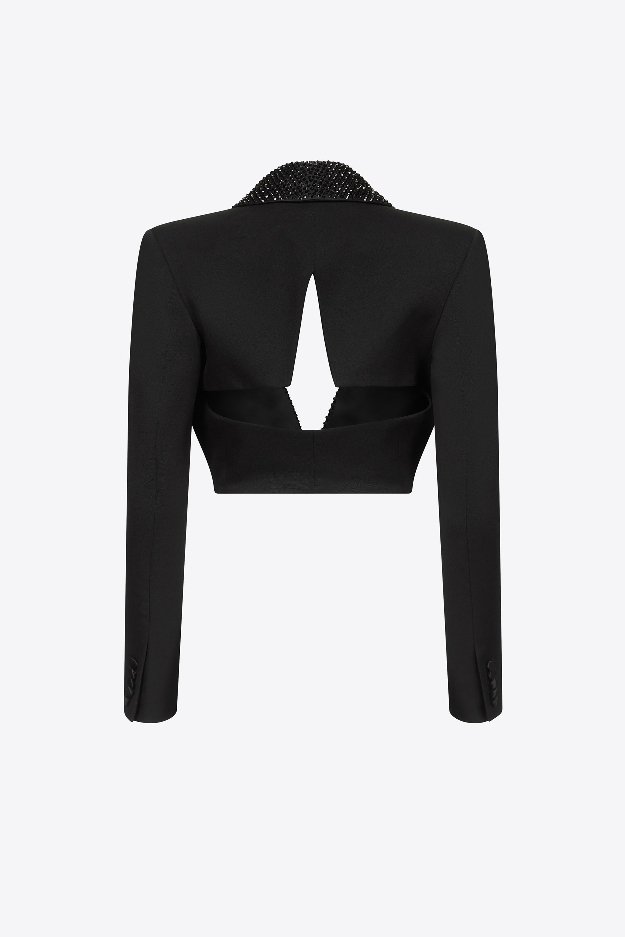 CRYSTAL EMBELLISHED CROPPED BLAZER - 2