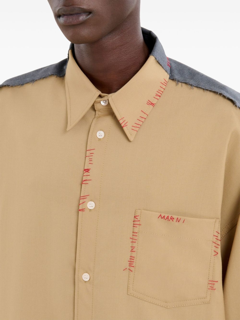 two-tone design shirt - 5