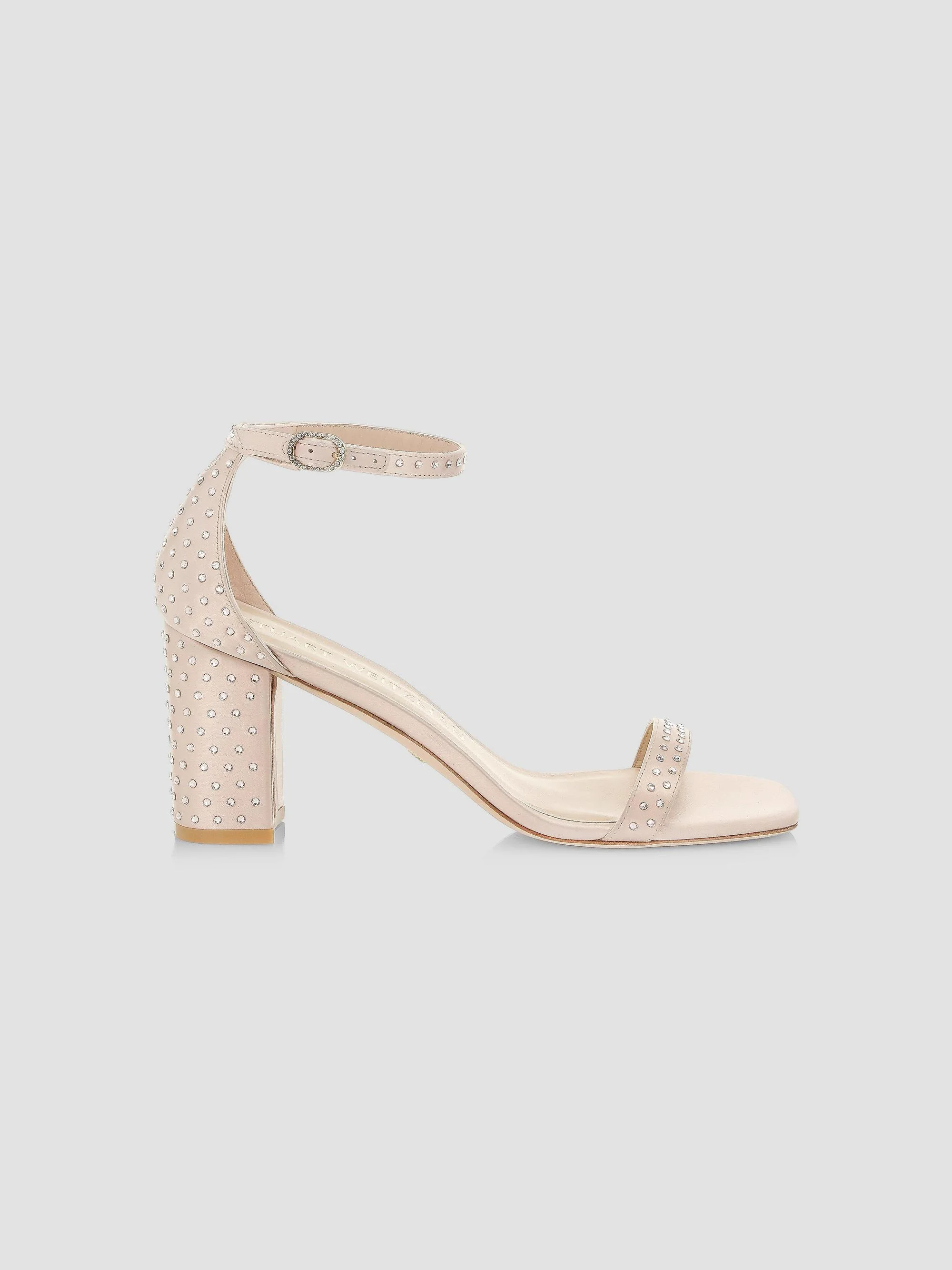 Women's Nearlynude Satin Studded Sandals - Adobe - 1