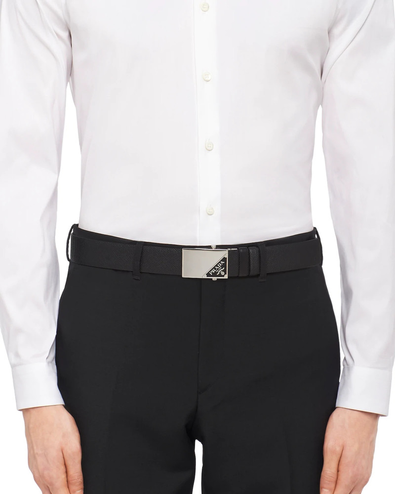 Reversible Saffiano and leather belt 4