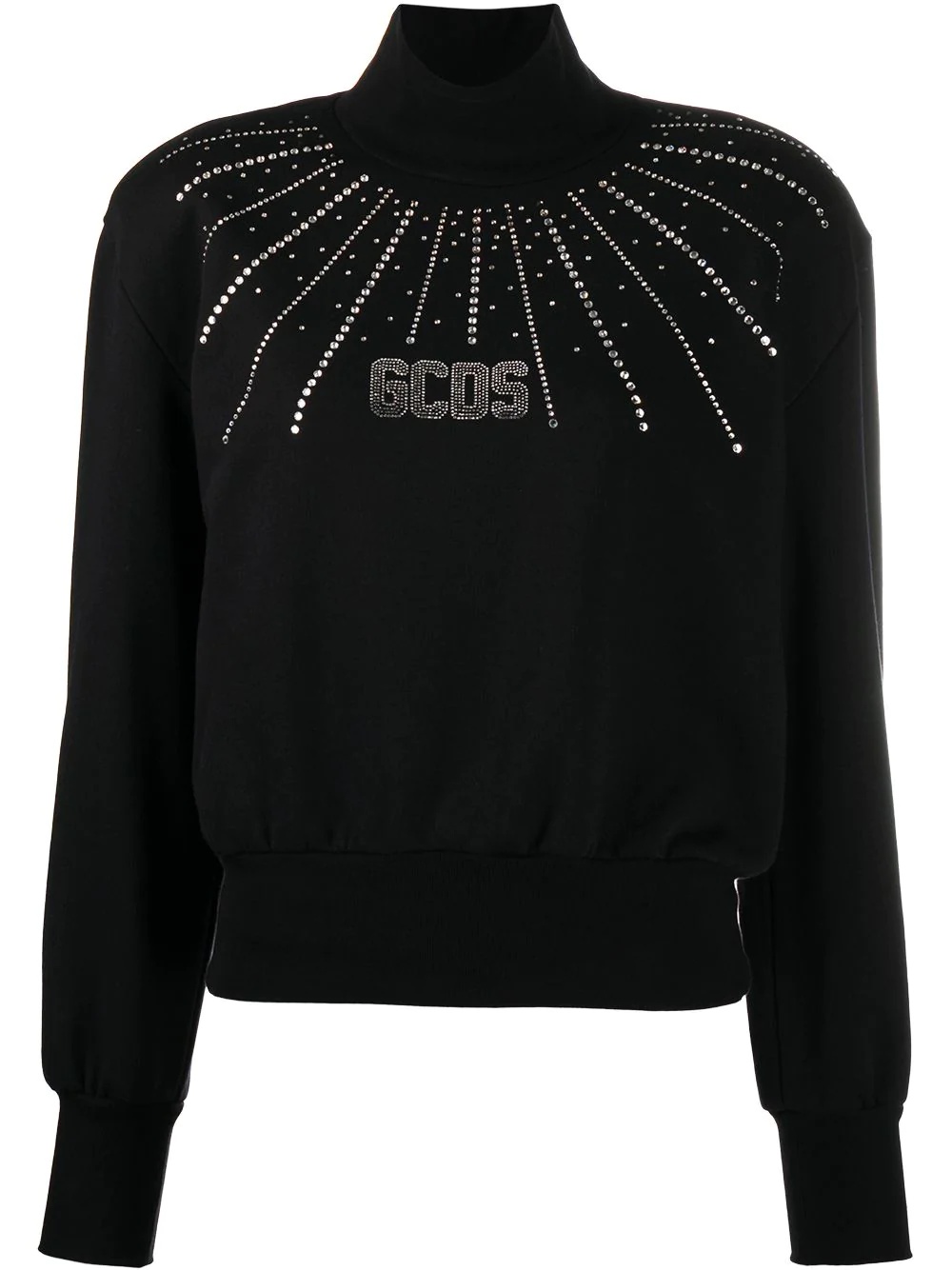 crystal-embellished mock neck sweatshirt - 1