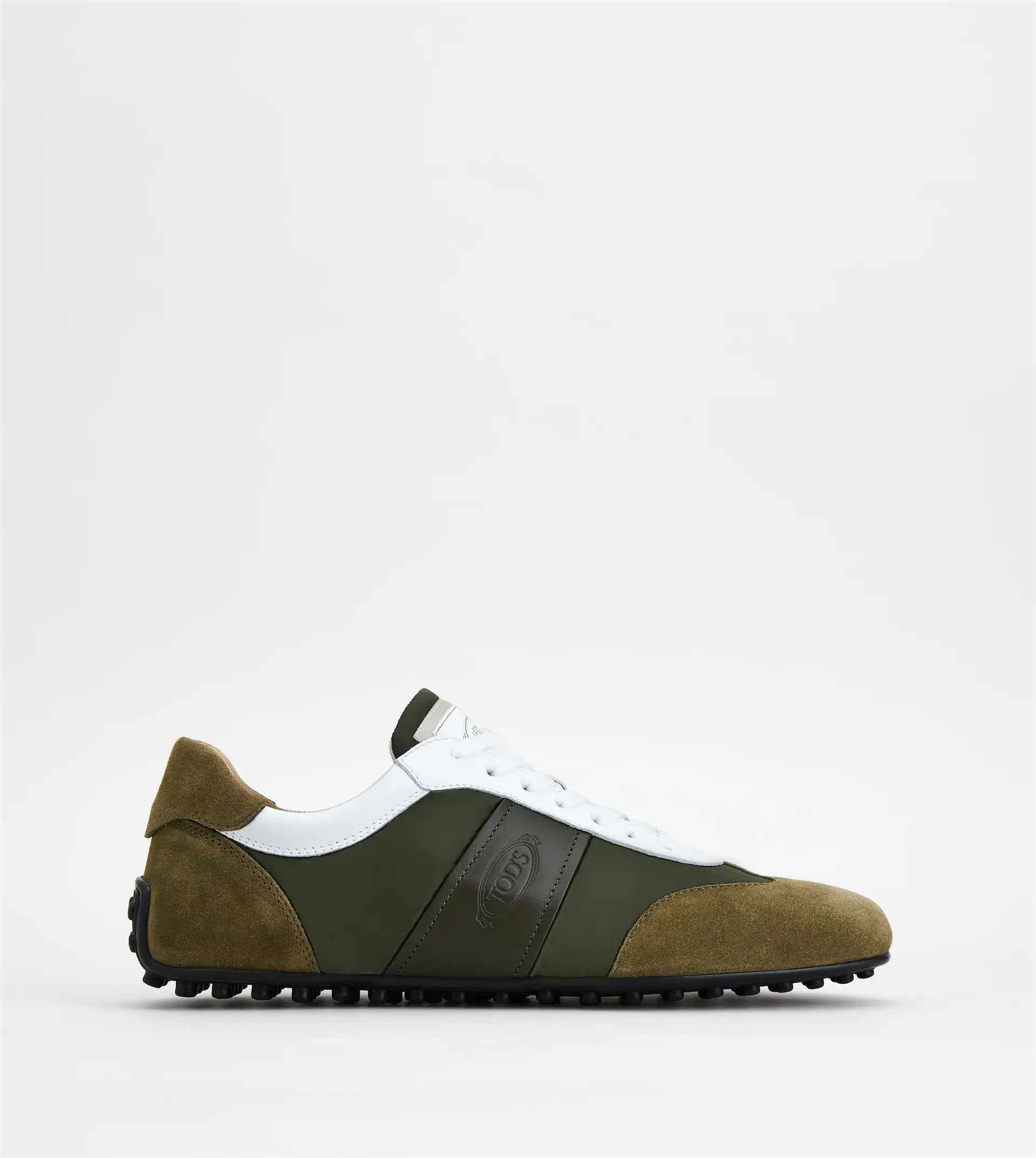 SNEAKERS IN SUEDE AND HIGH-TECH FABRIC - GREEN, WHITE - 1