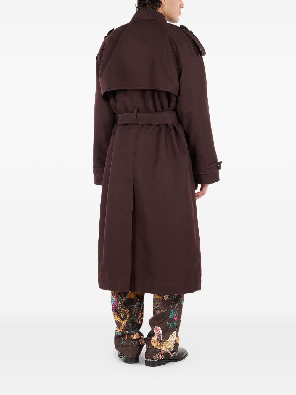 double-breasted shearling-lined trench coat - 4