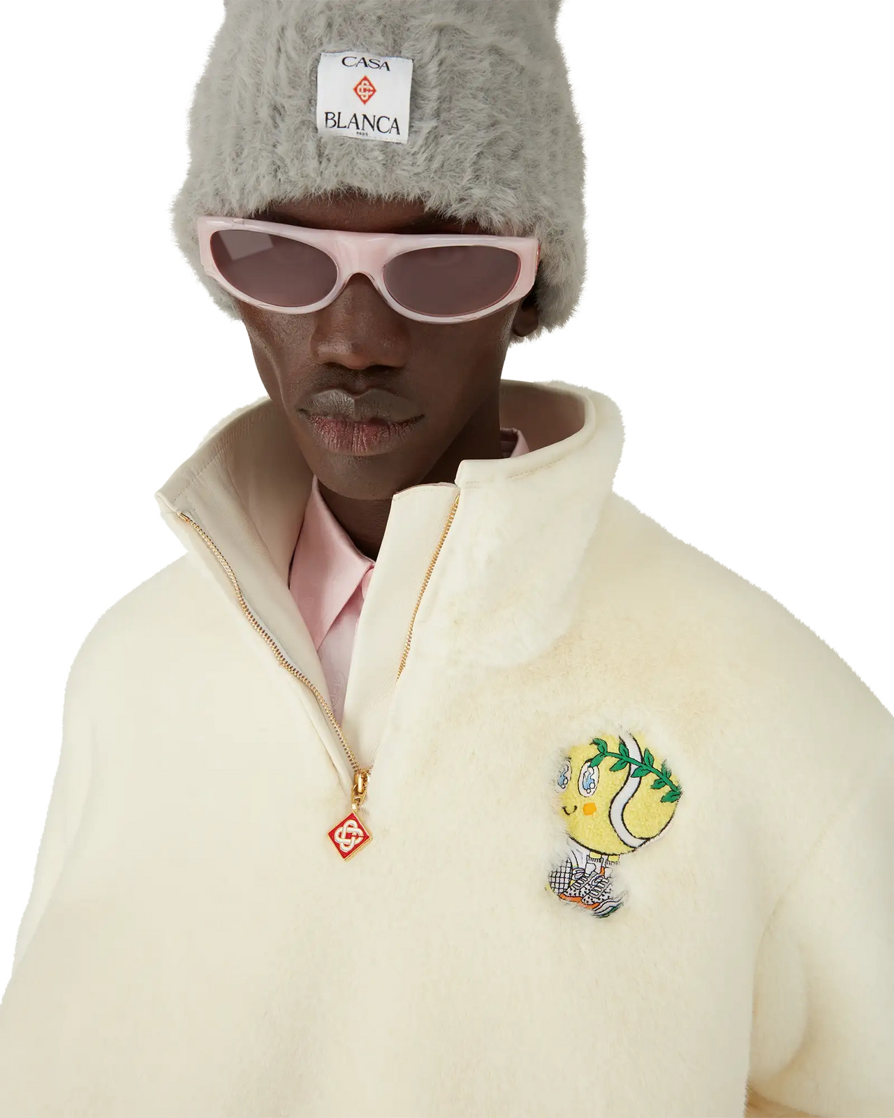 Tennis Mascot Quarter Zip Fake Fur Jacket | Casablanca Paris - 4