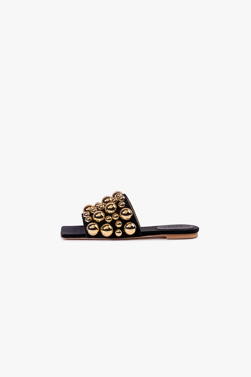 ROBERTA EMBELLISHED SLIDE SANDAL BLACK 1