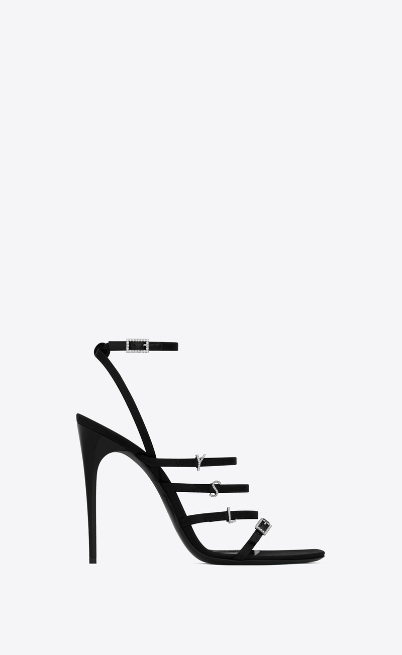 jerry sandals in crepe satin and rhinestones - 1