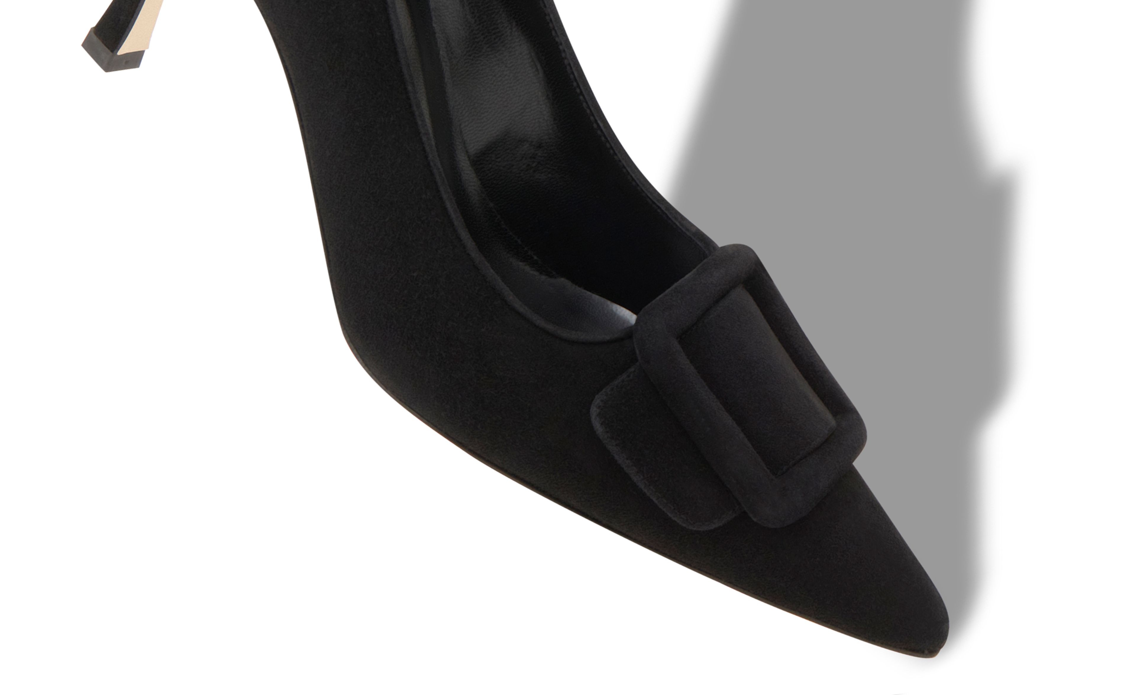 Black Suede Buckle Detail Pumps - 4