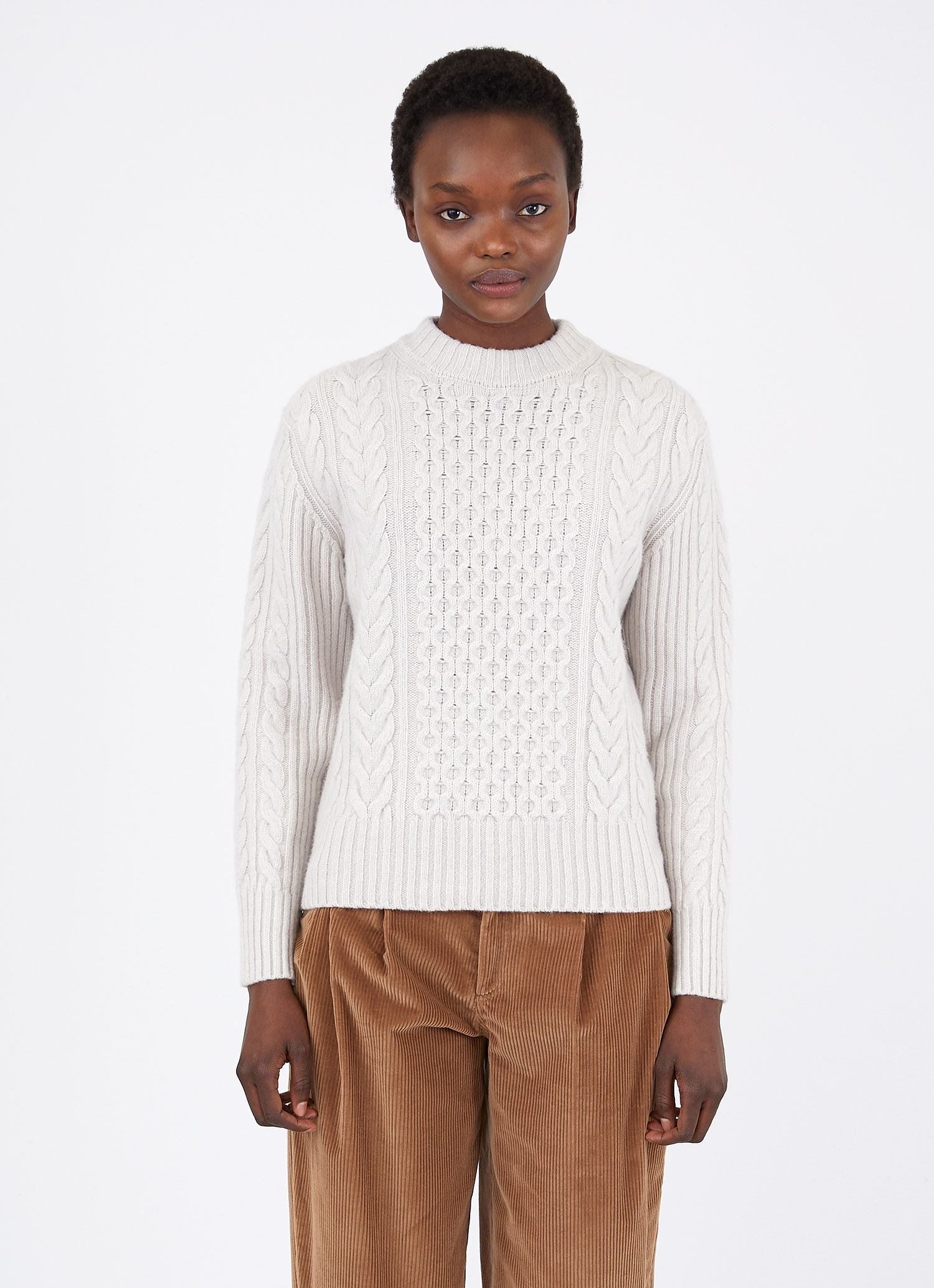 Sunspel Womens Cotton Boxy Crew Neck Sweater Off White