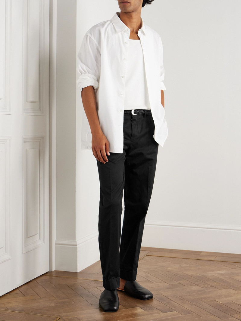 Dries Van Noten Tapered Cotton-Satin Trousers Black outlook