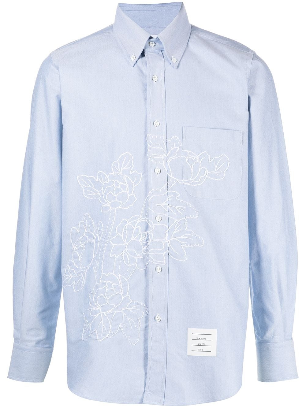 floral-embroidered long-sleeve shirt - 1