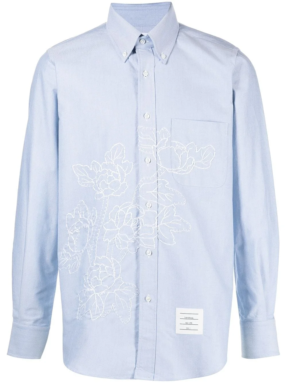 floral-embroidered long-sleeve shirt - 1